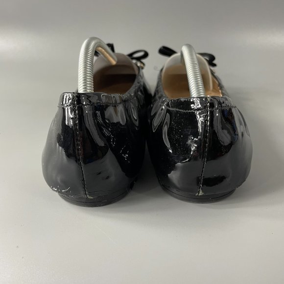 Prada Black Patent Leather Ballet Flats with Crystal on Front, Size 39 - Picture 8 of 14